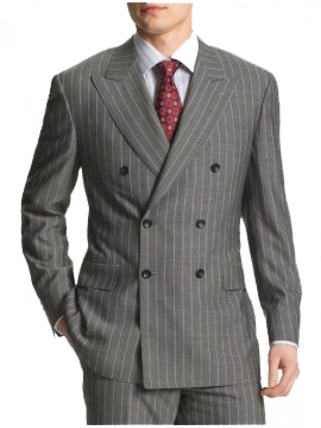 Plaid Stripe Suit Slim Fit 2-Piece Casual Suit Grey